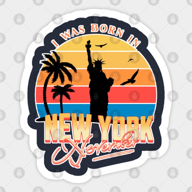 November was born in new york retro Sticker by AchioSHan